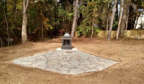 Raleigh hardscaping images stone patio with fireplace