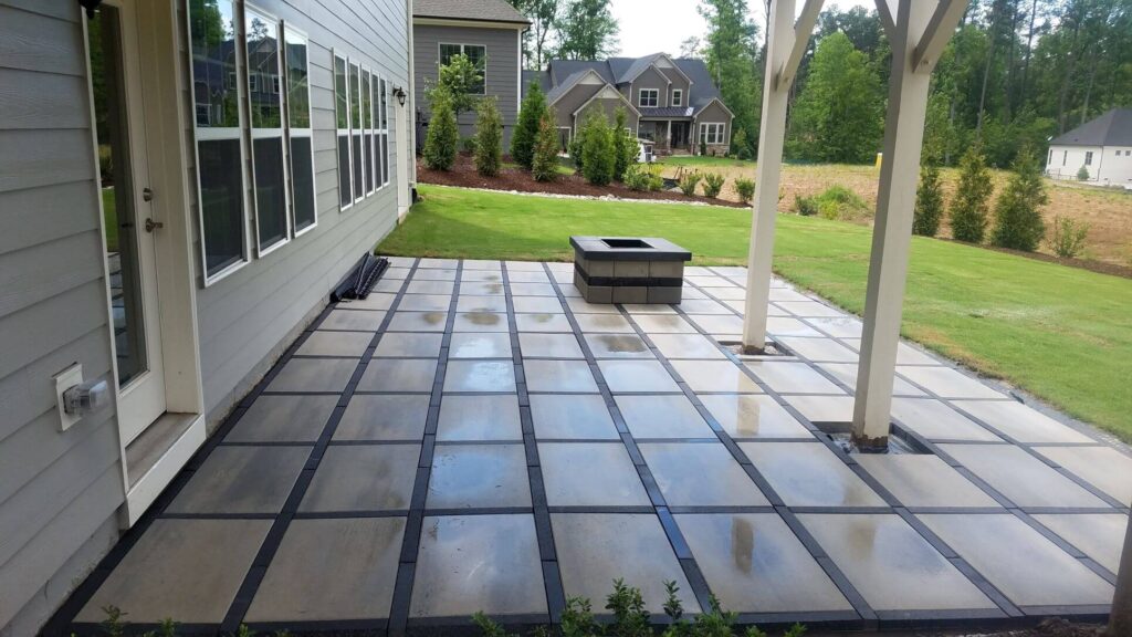 Outdoor patio in Wake County with large paver stones