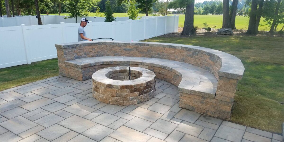 Raleigh hardscaping images stone patio and firepit
