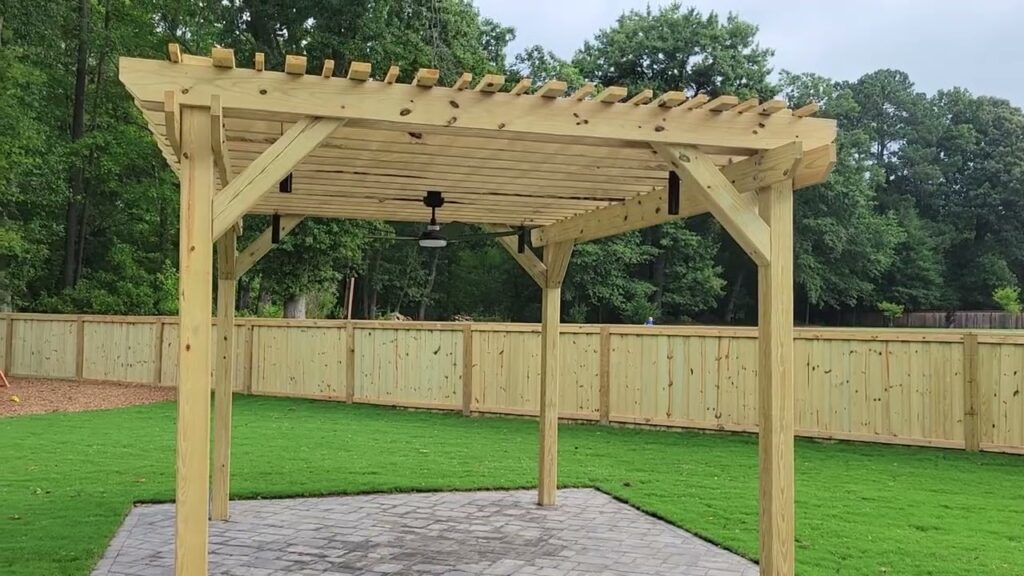 Hardscape landscaping pergola