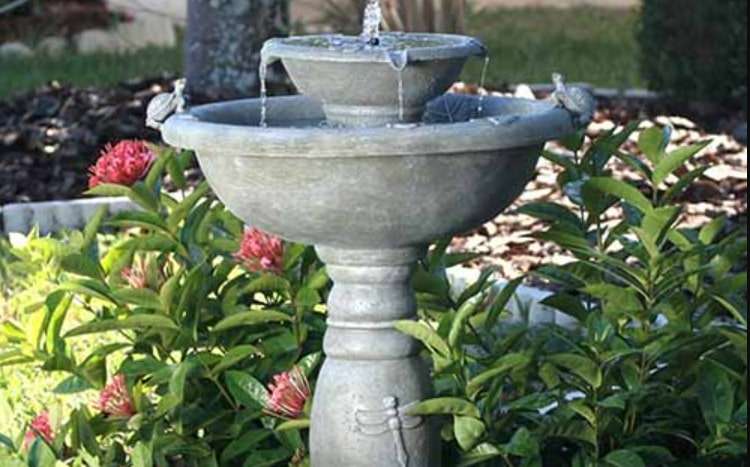 water landscaping birdbath GrassMaster